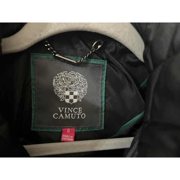 Vince Camuto Size Small Black Quilted Field Jacket Full Zip Elbow Patches - Picture 7 of 13